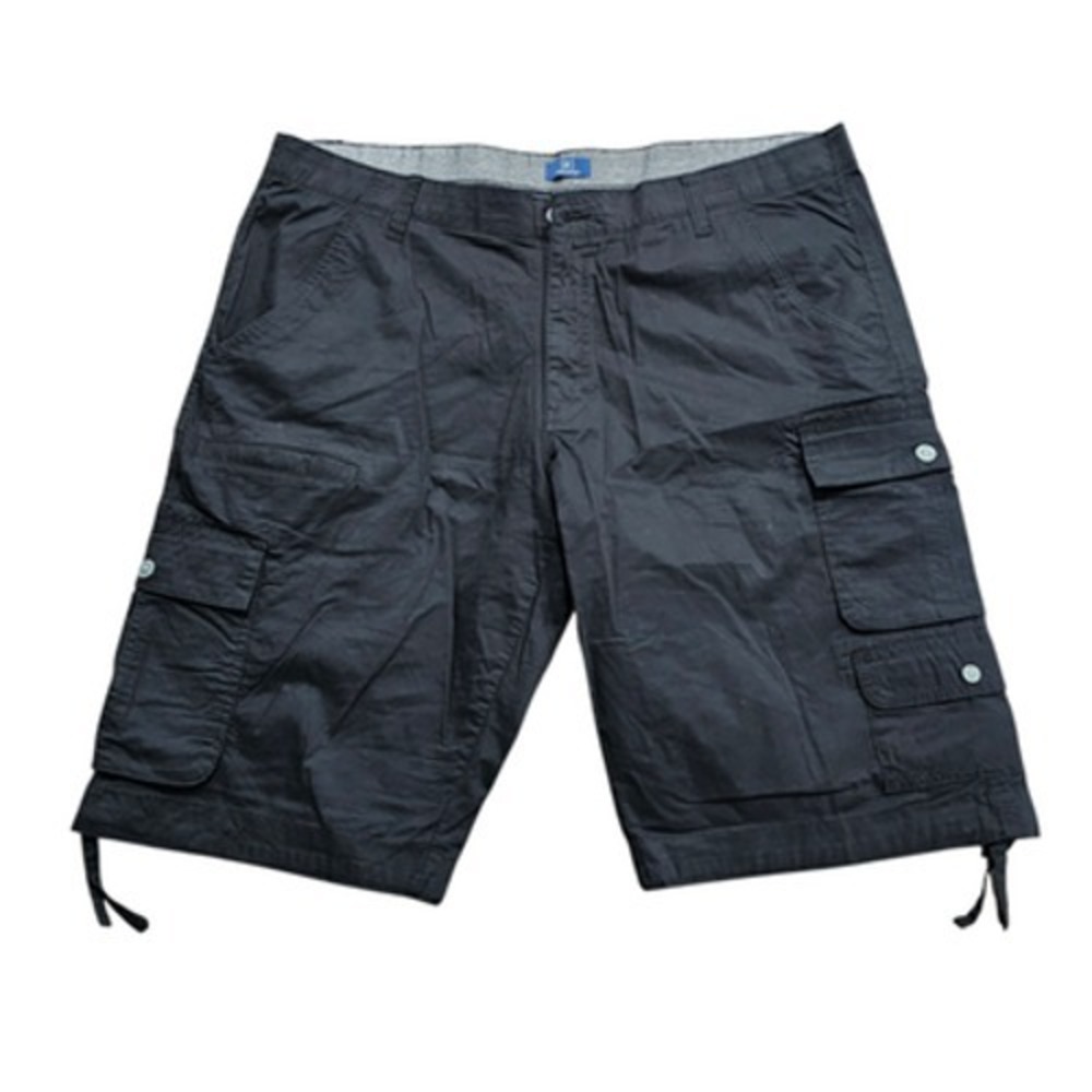 George Men's Black Cargo Shorts Size 44 Flat Front Drawstring Hem Casual Outdoor